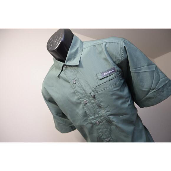 Eddie Bauer Vented Fishing Camp Shirt Breathable Green Mens Sz Medium - Picture 1 of 9